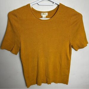 Maeve Anthropologie Ribbed Shirt Women's Size XL Mustard Yellow 90s Minimalist